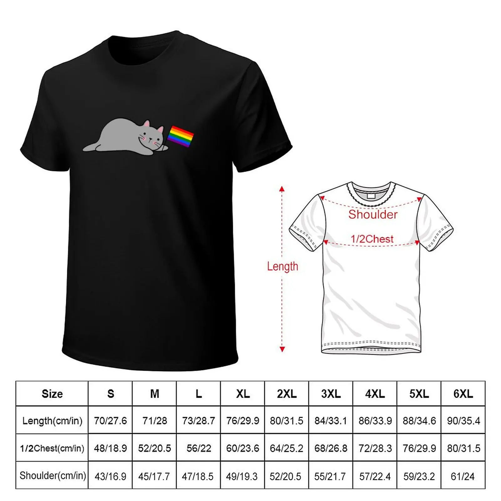 Cat with a Rainbow Pride Flag T-Shirt t shirts for man graphic tees T-Shirt