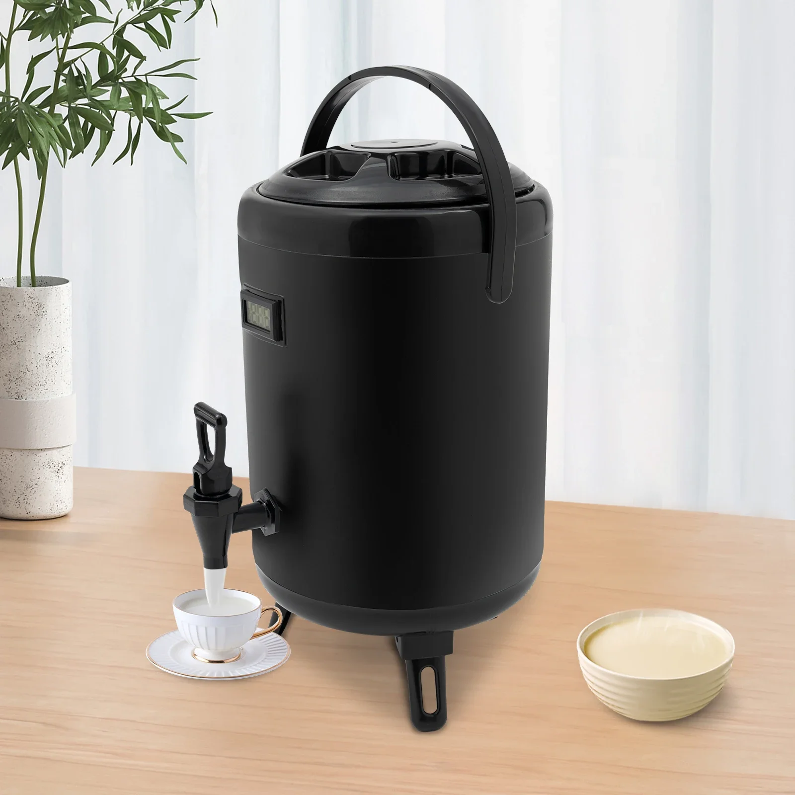 

Stainless Steel Hot and Cold Beverage Dispenser – 2.11 Gallons (8 Liters), Insulated with Thermometer
