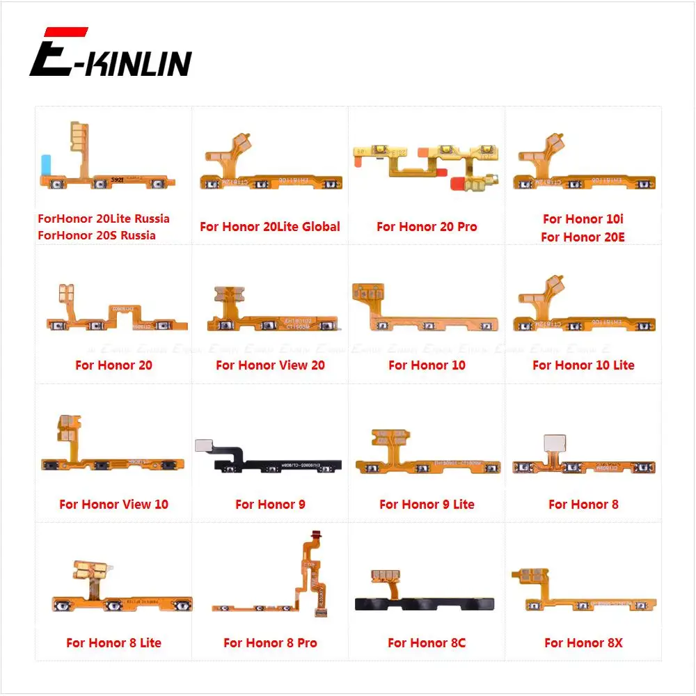 Mute Switch Power Key Ribbon For HuaWei Honor View 20 20S 20E 10i 10 9 8 8C 8X Pro Lite ON OFF Volume Button Control Flex Cable