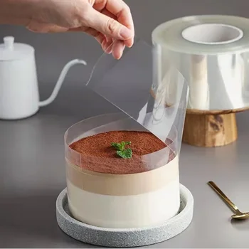 아세테이트 롤 케이크 칼라 투명 무스 케이크 서라운드 필름, 초콜릿 무스 케이크 장식, 6 m, 8 m, 10m, 12/15 m