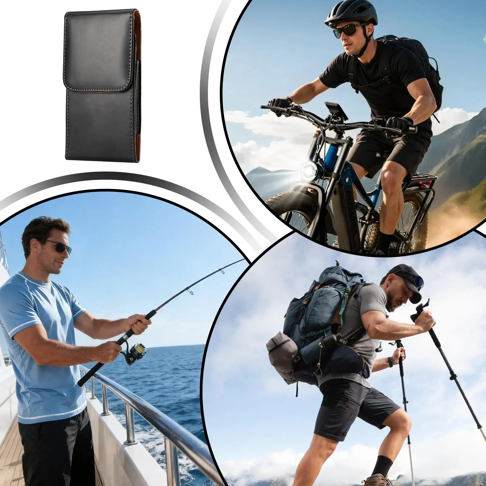 PU leather vertical  bag  Belt Clip Phone Holder Smartphone Vertical Waist Clip Storage  for Running Travel Exercise Commuting