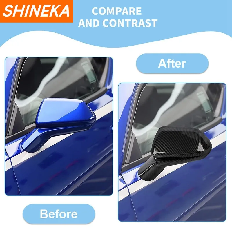 SHINEKA ABS Carbon Fiber Side Rearview Mirror Decoration Cover For Chevrolet Camaro 2016 Up USA Standard Exterior Accessories