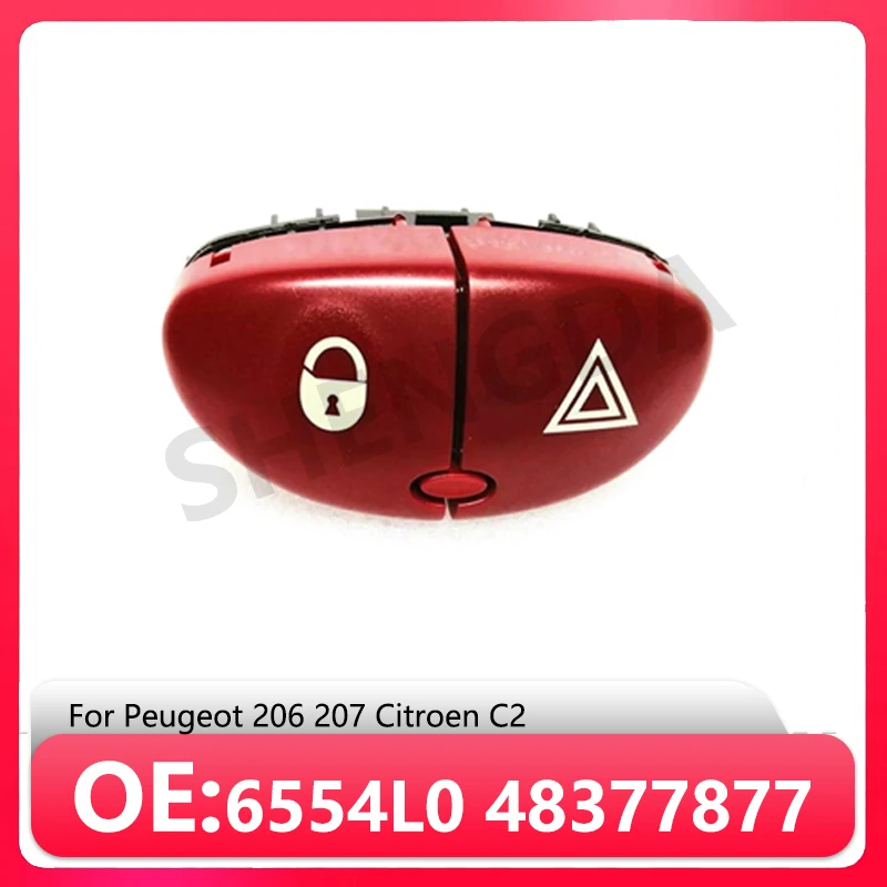 

6554L0 96403778JK 48377877 For Peugeot206 207 Citroen C2 New Genuien Hazard Warning Flasher Switch Dangerous Light Switch Button