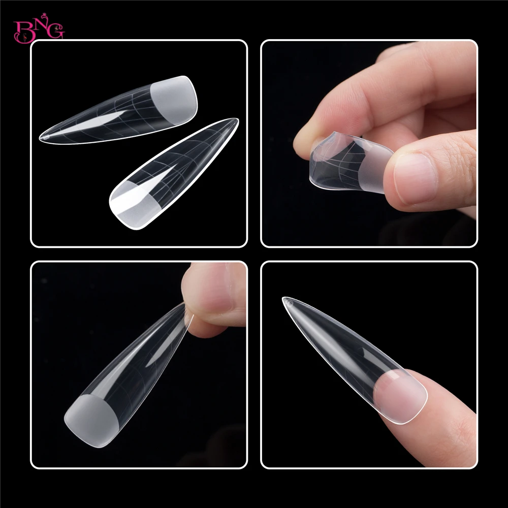 Bng 120pcs Französisch Dual Nagel formen Stiletto gebogene Nagel formen für Nagel Poly Extension Gel Builder Gel Acryl Nagels pitzen wieder verwendbar