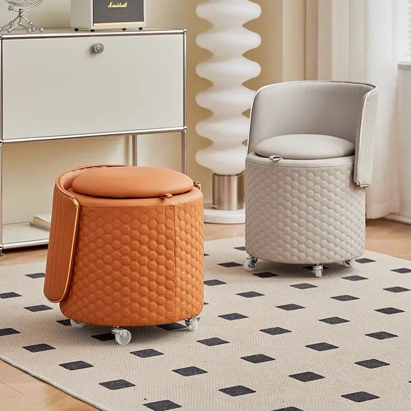 

Makeup Stool with Storage Makeup Chair Can Rotate Small Stool Modern Soft Solid Wood Household Bench Chair Low Stools