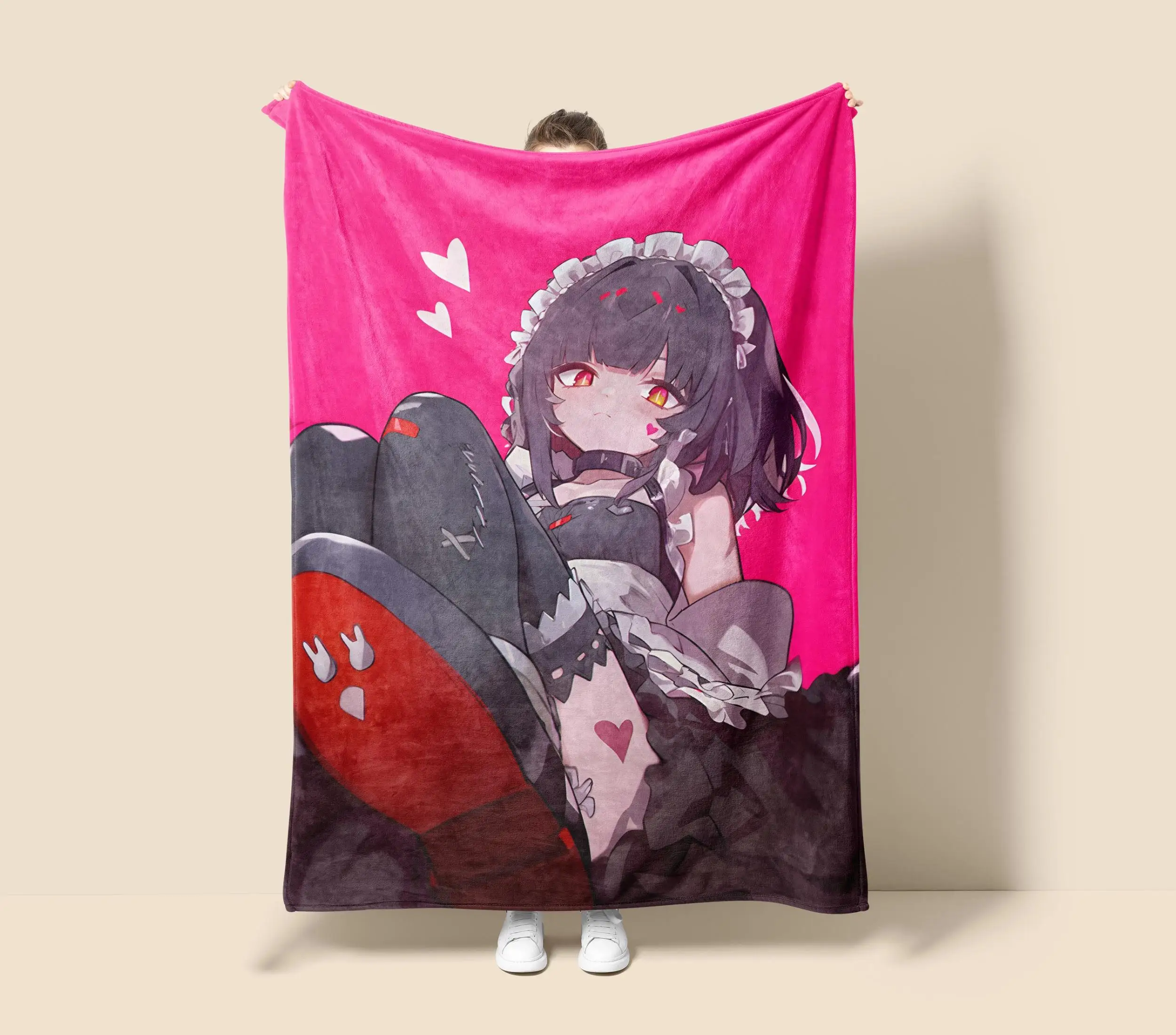 Moe Girl Anime Fleece Blanket, Kawaii Blanket Throw, Game Room Decor, Anime Wall Art, Christmas Gift, Chibi Ellen Joe Merch