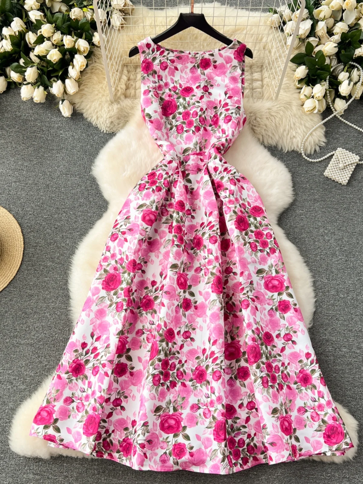 

Женское платье-миди Court Sle с принтом, ретро-платье с цветочным узором, юбка А-силуэта с завышенной талией, весна-лето-осень