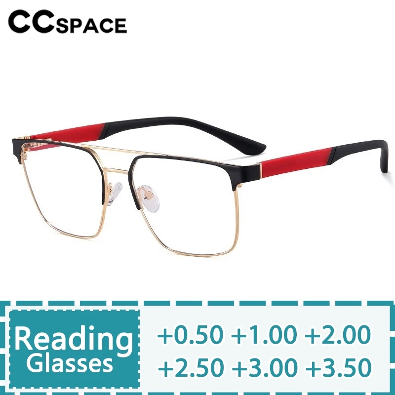 Metal Square Resin Reading Glasses Business Spring Hinge Optical Presbyopic Eyeglass Customizable Diopter+50+100+200+300 #301561