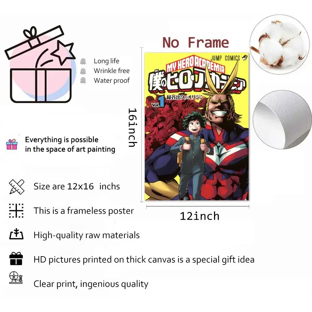 Manga Academy Shonen My Hero Academia Painting Calligraphy Canvas Wall Art Mural Living Room Canvas Decor Gifts