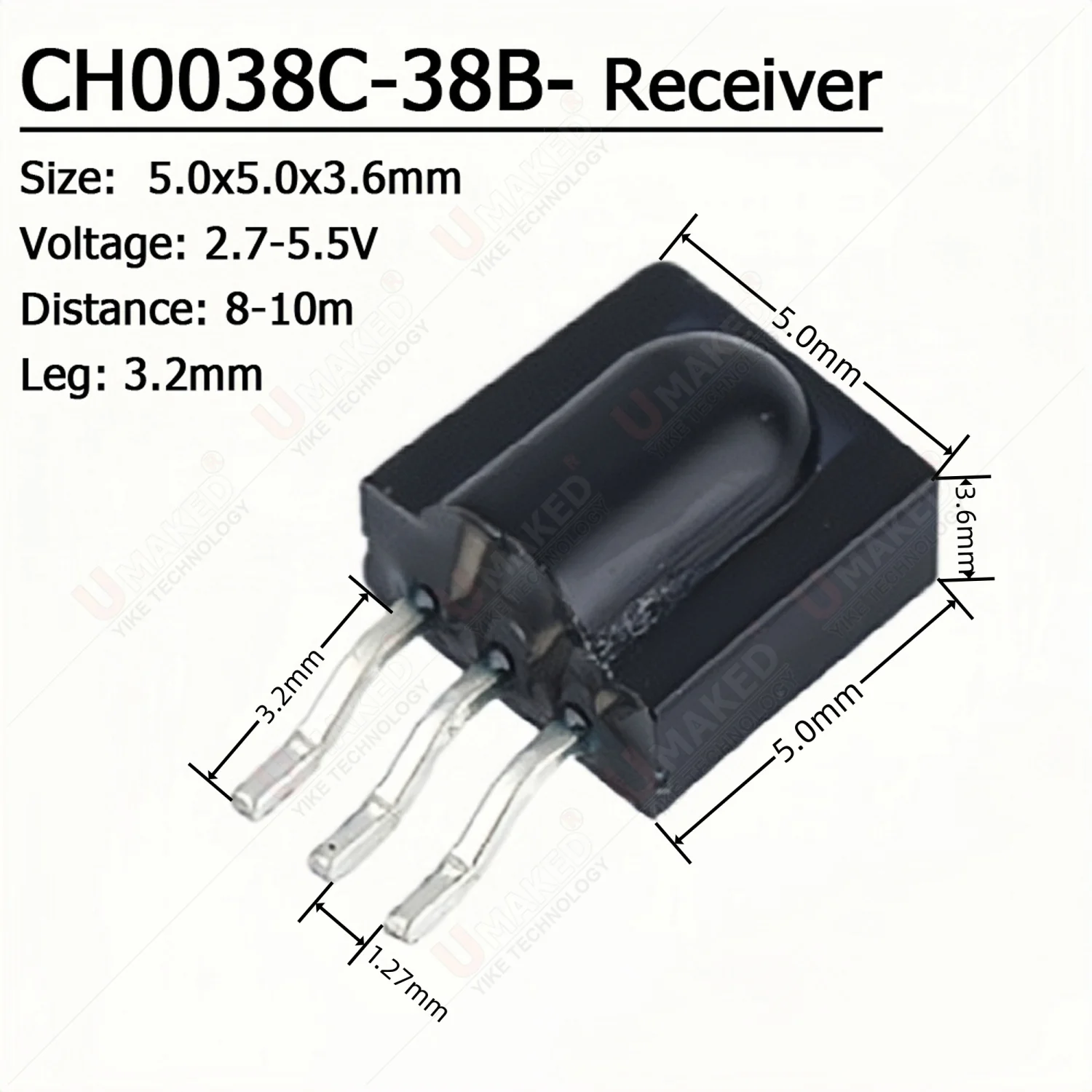 100pcs CH0038C-38A IR LED Emitting Diode  Transmitter Emitter Infrared Phototransistor Photodiode Invisible DIY PCB