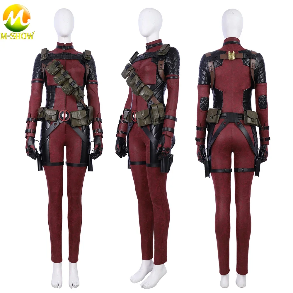 Lady Red Villain Costume Cosplay tuta con copricapo Wanda Wilson Outfit Halloween Fancy Suit per donne adulte di qualsiasi dimensione