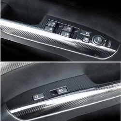Car Styling Black Carbon Decal Car Window Lift Button Switch Panel Cover Trim Sticker For KIA Mohave Borrego 2008-2015