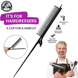 1pc Professional Salon Hairdressing Comb Black Multifunctional Highlight Clip Comb For Hair Styling Antistatic Combs