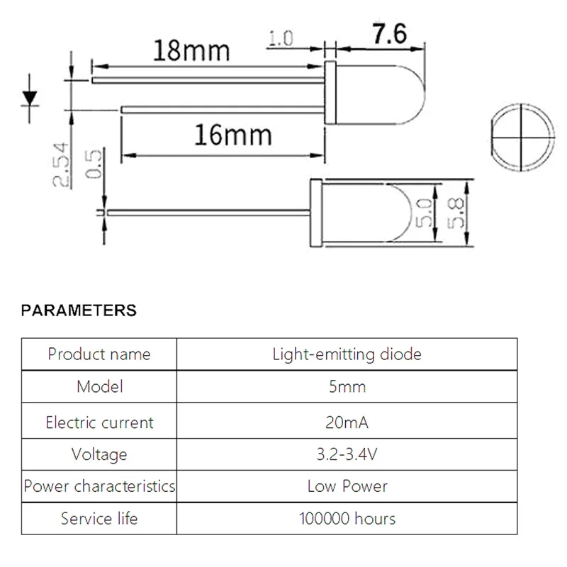 100 قطعة 5 مللي متر LED الثنائيات Muticolor ضوء أبيض أصفر أحمر أخضر أزرق برتقالي مجموعة مصابيح متنوعة صمامات باعثة للضوء مجموعة متنوعة