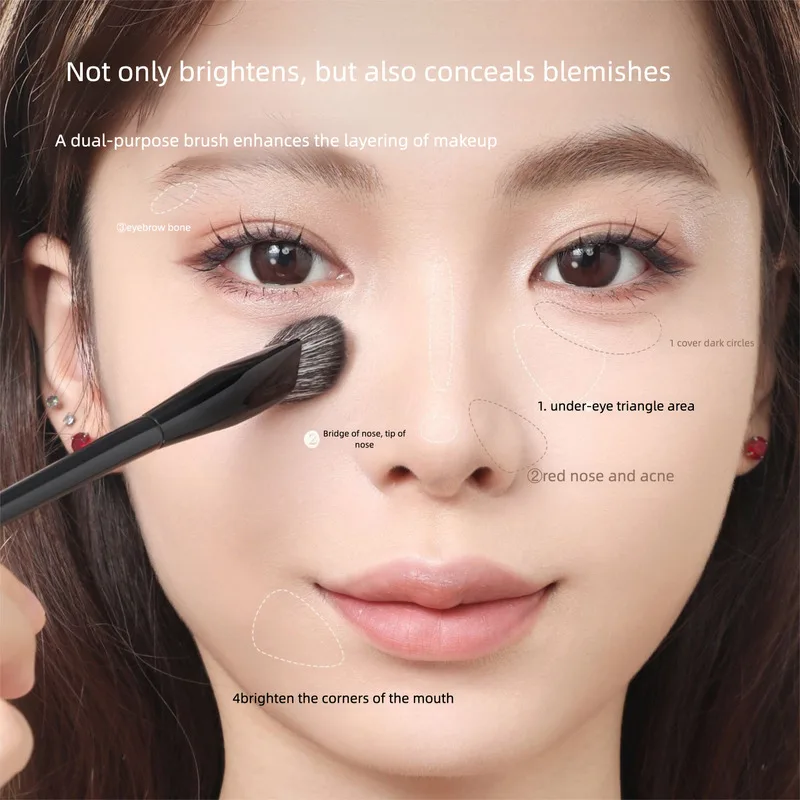 Guo Xiaoniu Face Brightening Concealer Brush Highlighter Dark Circles Under-Eye Concealer Tear Troughs Filling Brush for Makeup