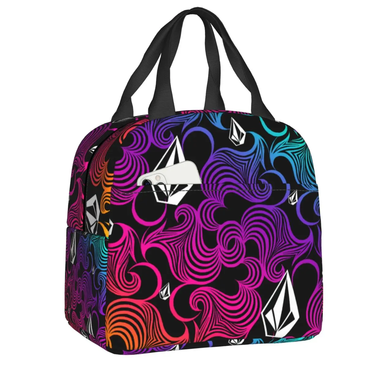 Custom Volcoms Symbol Thermal Insulated Lunch Bags Women Resuable Lunch Tote for School Office Outdoor Storage Food Box