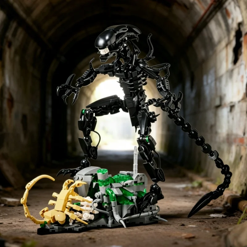 

Sci-Fi Creature Building Block Model Movable Skeleton Adult Stress Relief Assembly Toy Desktop Collectible Ornament