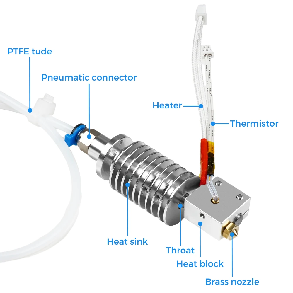 For Anycubic Vyper E3D V5 Hotend Kit With PTFE Tube 24V 40W Heater Cartridge Extruder Printing Head 0.4mm For 1.75mm Filament