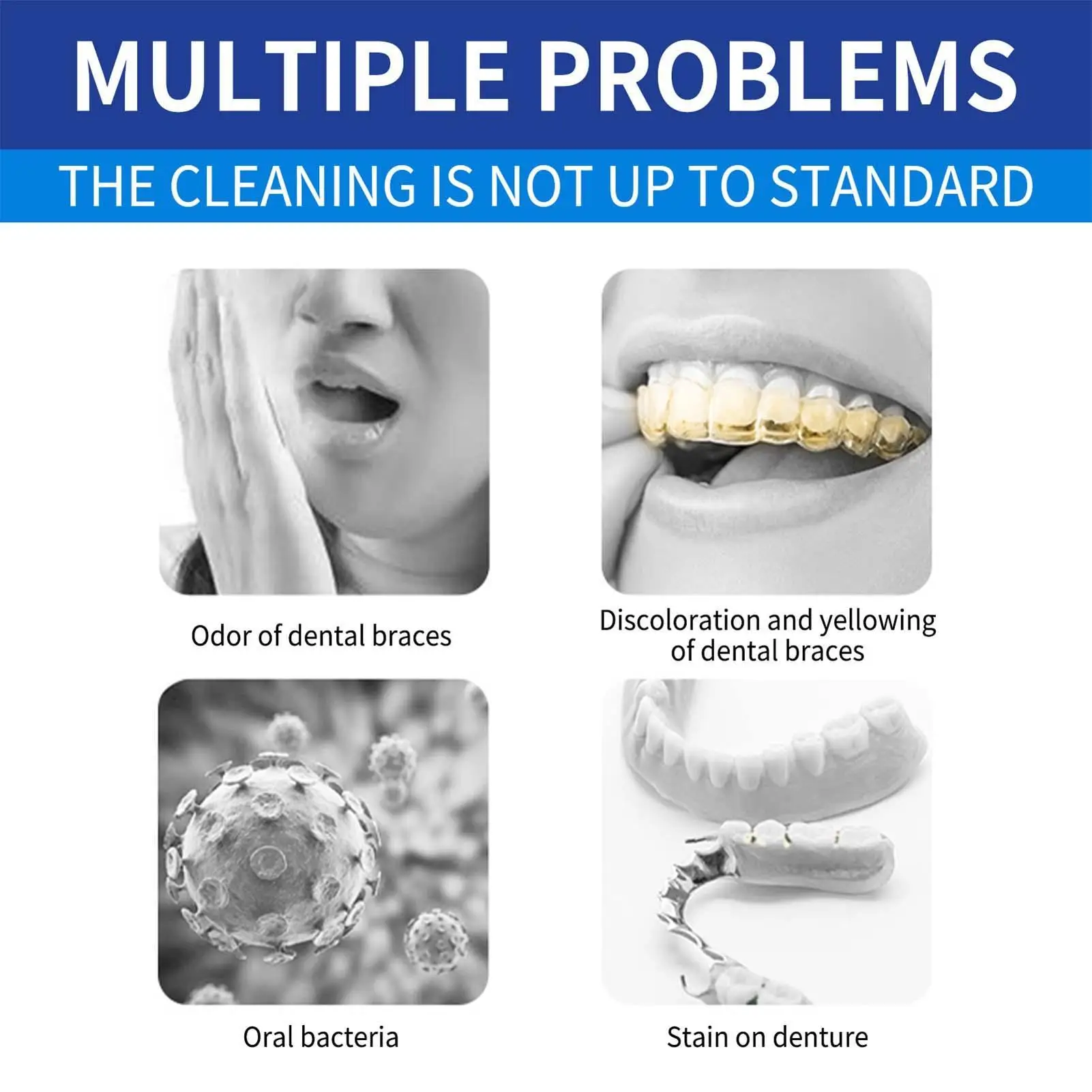 100PCS False Tooth Cleaning Tablets Denture Cleaning Tablets Removes Odor Orals Cleaning Retainer Cleaner Fresh Breath view 2