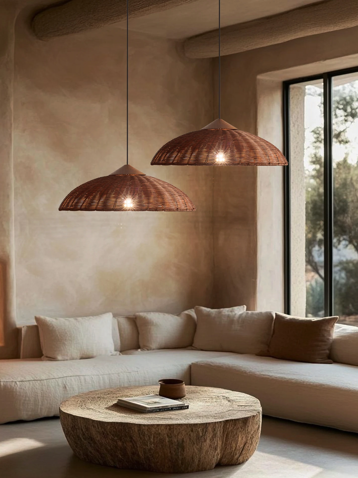 

Wabi Sabi Wind Vine Weaving Chandelier Homestay Restaurant Tea Room Zen Tea Table Japanese Retro Handmade Weaving Light Fixtures