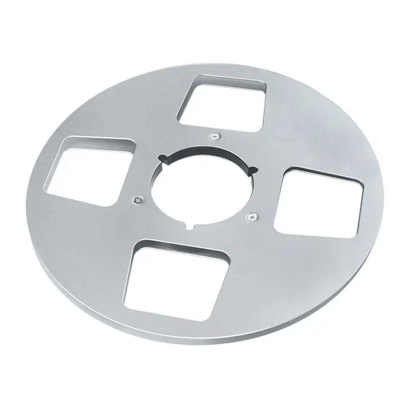 AT12 2Pcs 10In Empty Tape Reel 4 Hole Aluminum Empty Disc Opening Reel Audio Takeup Reel For Nab Tape Recorder Silver