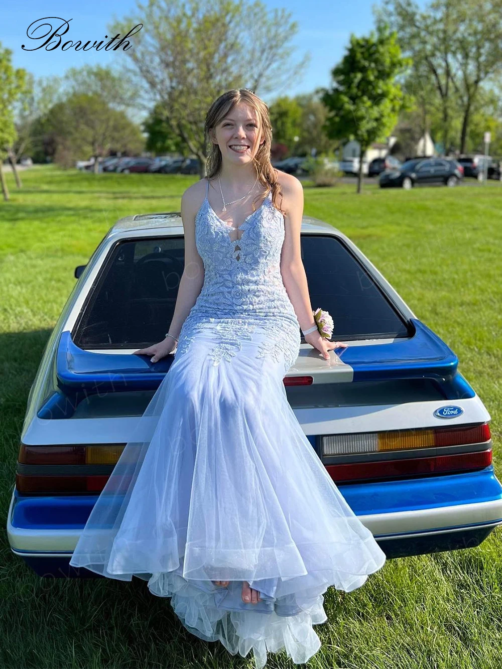 

Bowith Blue Prom Dresses Applique Evening Party Dresses for Girl Birthday Party Mermaid Prom Party Wear Dresses for Women