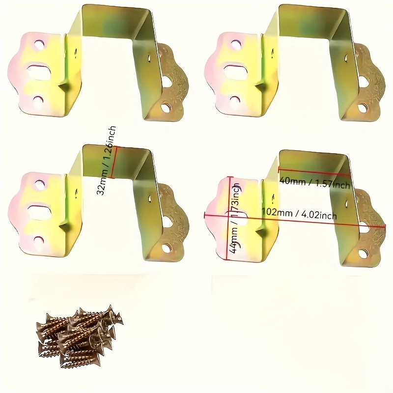 20pcs(4Set) Durable Metal Bed Beam Support Brackets - Thickened for Stable Furniture Fixing, for Home & Office Use