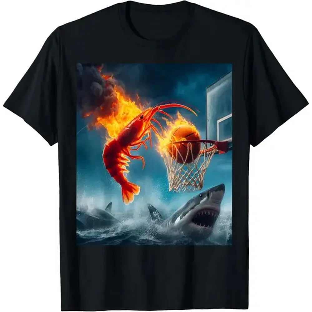 Shrimp Dunking on Shark Funny Fishing Meme T-Shirt, Adult funny T-shirt, Gift for Woman and Man