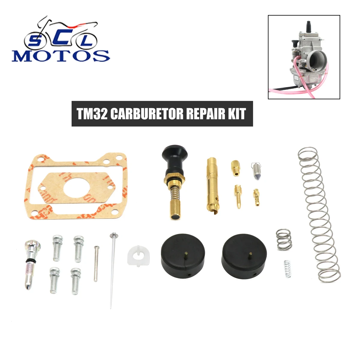 

Sclmotos Motorcycle For Mikun TM32 Carburetor Repair Rebuild Kit With Float Gasket Jets Spring Needle Start Damper Starter Screw