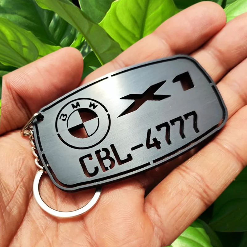 New Custom Name Number Keychain For Men Personalized 18K Plated Stainless Steel Car Logo Keyring Jewelry Boyfriend Gift New