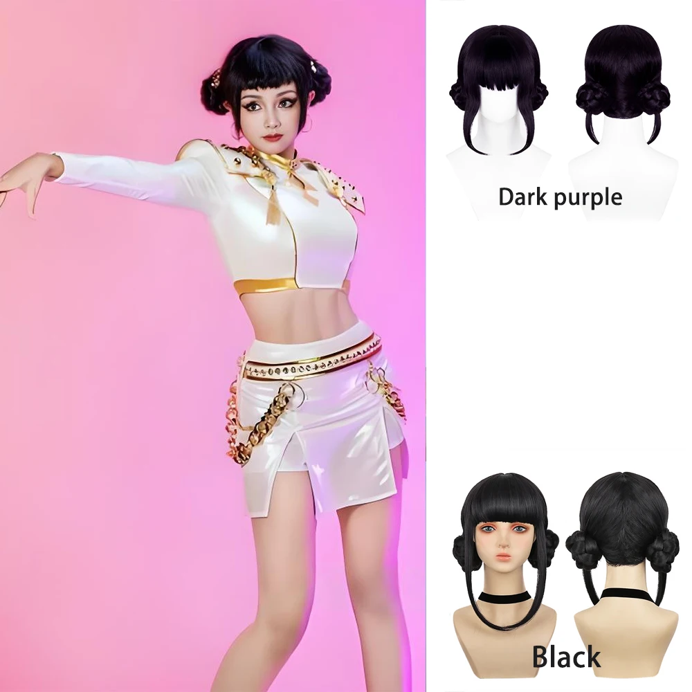 

High-Quality Anime Kpop Demon Hunters‌ Zoe Cosplay Synthetic Hair Dark Purple Black Halloween Christmas Carnival Daily Party Wig