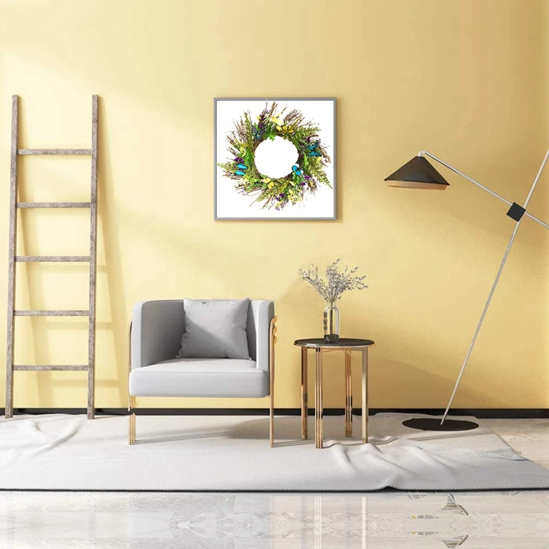 Corona decorativa de margaritas para puerta Delantera, corona de primavera con mariposa y hojas verdes, decoración de boda, Verano