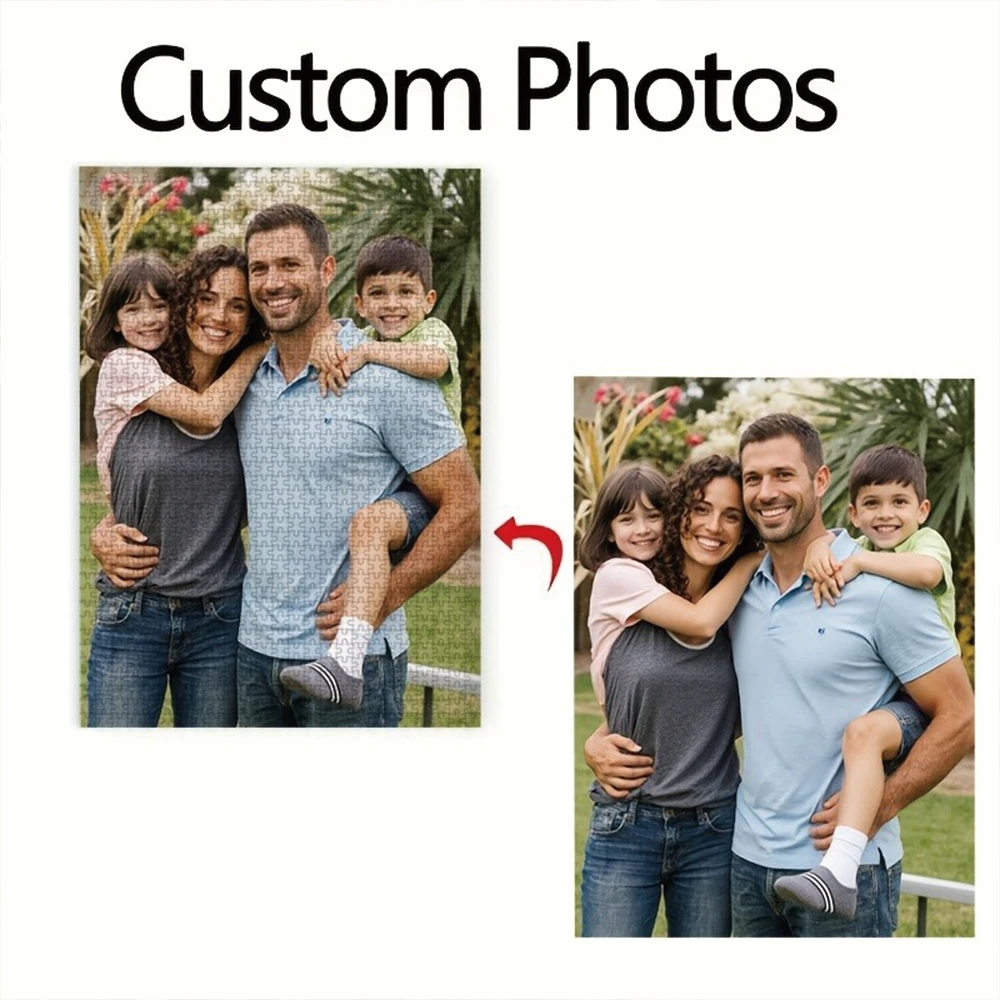 35/300/500/1087pcs Personalized Custom Photo Puzzle Family Photos Father's Day Back To School Halloween Christmas New Year
