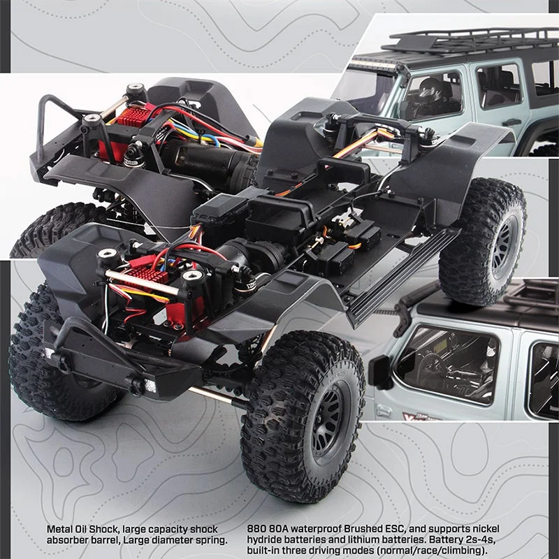 New Yk4082 Wrangler Remote Control Climbing Car 1/8 Professional Rc Four Wheel Drive Differential Lock Shifting Off Road Car