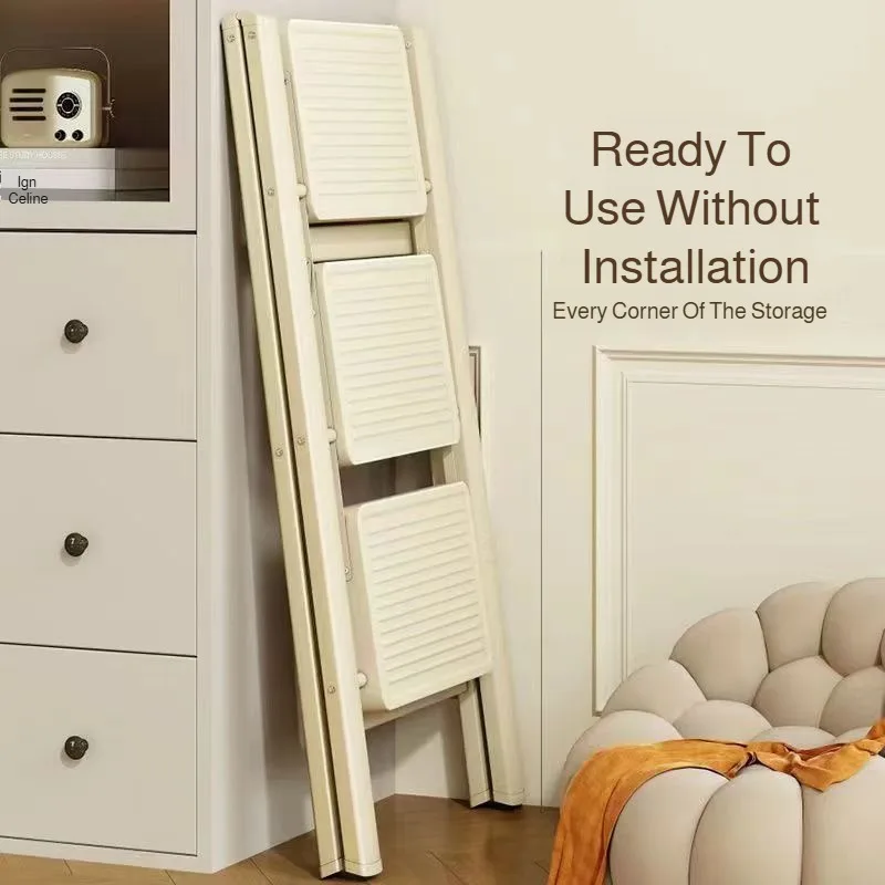 Multifunctional Thickened Folding Ladder 3or4 Step Home Telescopic Herringbone Ladder Portable Footstool with Anti-slip Pedals