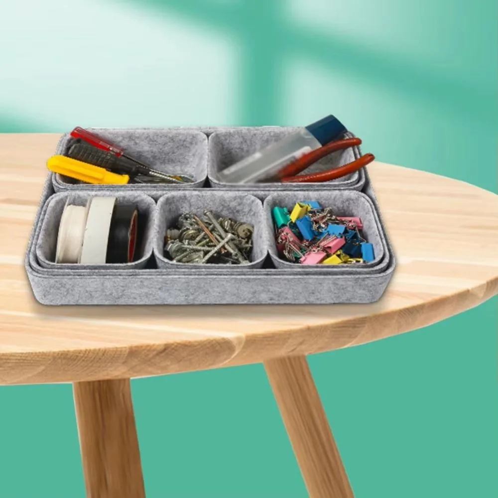 16Pcs/Set Creative Felt Storage Box Set Space-Saving Seamless Drawer Organizer Stackable Durable Sundries Container Home Storage