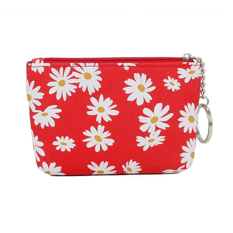 

Daisy Print Coin Purse Women Mini Wallets Clutch With Zipper Keychain Small Coin Pouch Bag Female Pouch Key Card Holder Wallet