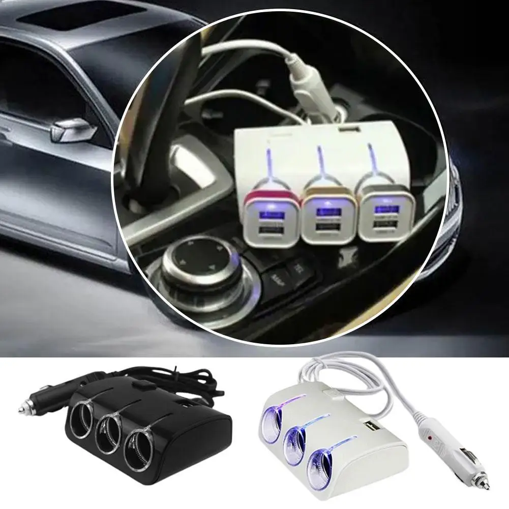 Car One-to-three Charger Dual USB 60W Mobile Phone Charging Adapter Universal High-power Portable Car Cigarette Lighter