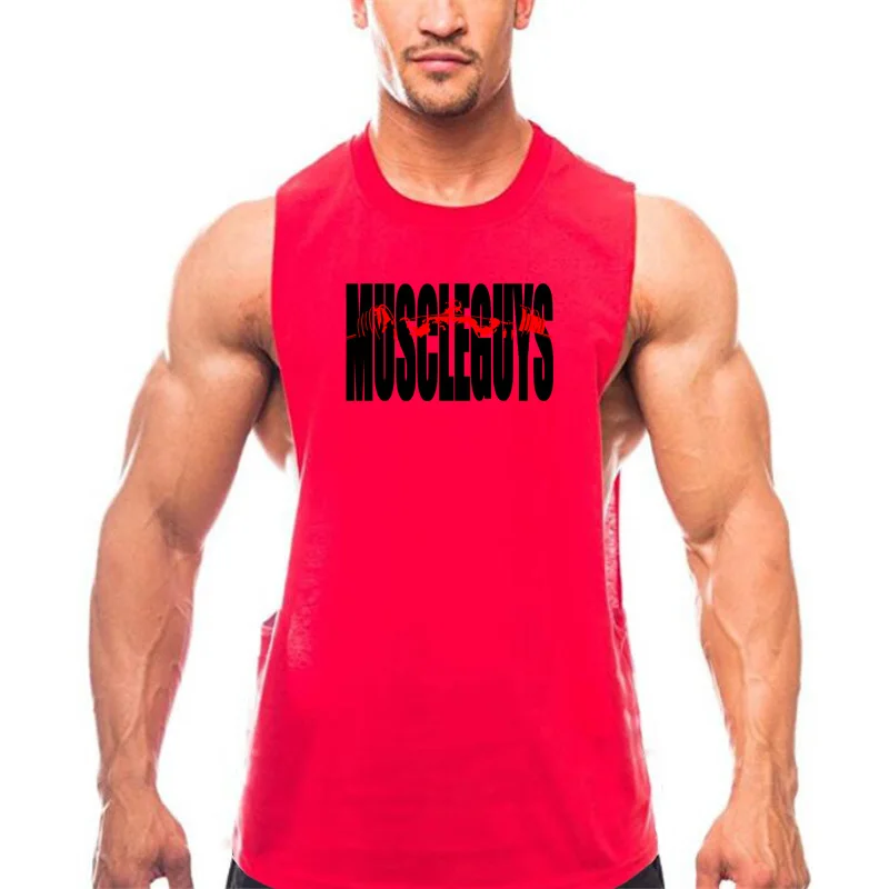 

Gym Casual Mens Printed Tank Top Muscle Sleeveless Sporting Running Workout Clothing Bodybuilding Singlets Fashion Fitness Vest