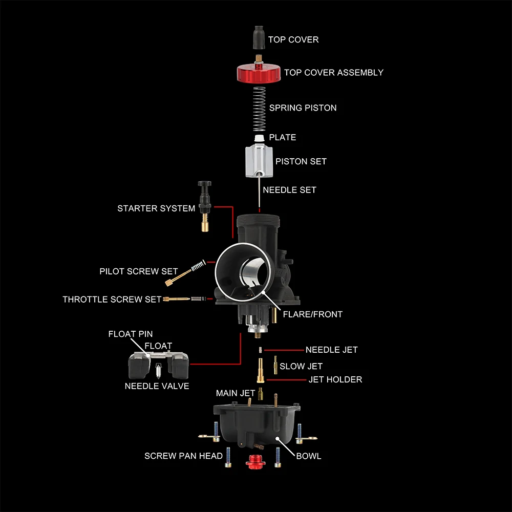 NIBBI Vergaser-Gleitfeder-Set, passend für PECarburetor PWK Vergaser, Motorrad-Modifikationsteile – Detail 4