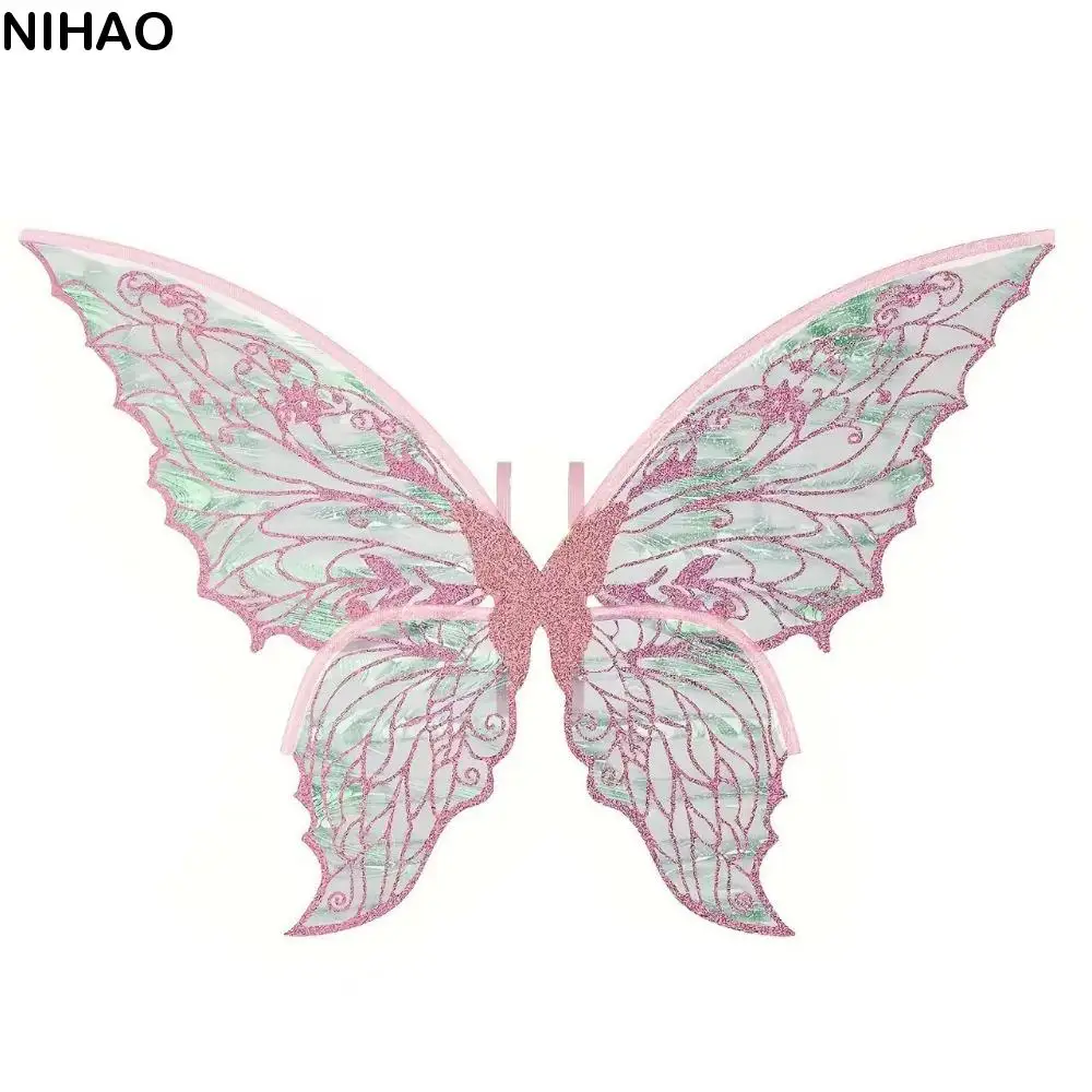 

Colorful Butterfly Fairy Wings Gradient Sheer Sparkling Organza Elf Wings Costume Elastic Shoulder Straps Handmade Cosplay Wings