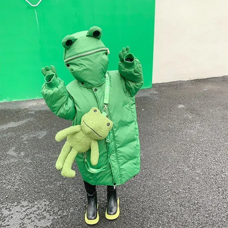 Girls Down Cotton Coat Jacket Outerwear 2024 Frog Winter Warm Thicken Velvet Plus Size Children\'s Clothin