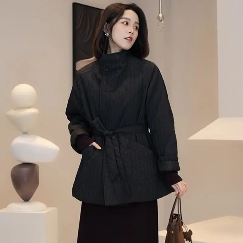 2026 Fashion Autumn/Winter New Women's Cotton Jacket Loose Striped Windproof Jacket
