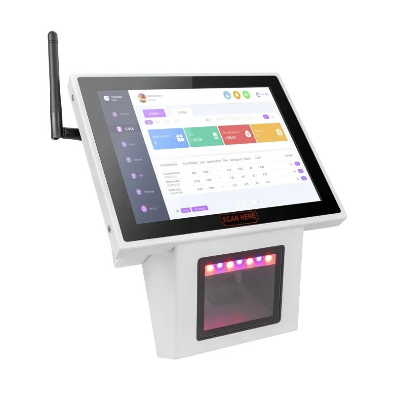 Kiosk z systemem Android do sprawdzania cen z kodem kreskowym skaner kodów Qr do montażu na ścianie w supermarkecie