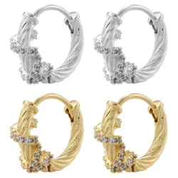 ZHUKOU Spiral Round small hoop Earrings Cubic Zirconia women hoop Earrings Brass Color retention Jewelry wholesale VE855