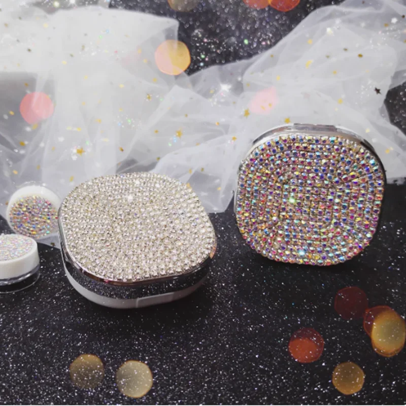 

2025 Sparkling Rhinestone Contact Lens Case Portable Travel Contact Lens Storage Box Mini Contact Lenses Case Gift H2