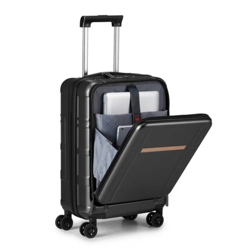 Front Opening 20 Inch Luggage Expandable ABS-PC Trolley Case Quiet Wheels Sturdy Frame Aluminum Exterior Trolley Rod