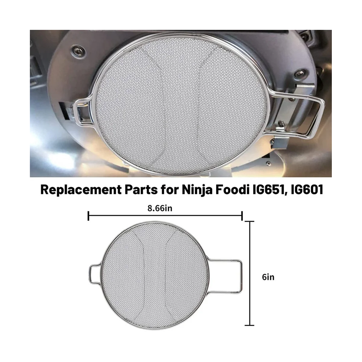 แผ่นกันกระเด็นสแตนเลสสตีลสำหรับ IG600อาหารนินจา IG651 IG601อุปกรณ์ย่างเครื่องล้างจานปลอดภัยและนำกลับมาใช้ใหม่ได้