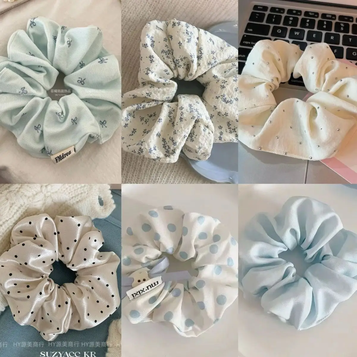 

Корейские ленты для волос в горошек, женские эластичные завязанные аксессуары для хвоста, резинки для волос, головные уборы Ligas Para Cabello