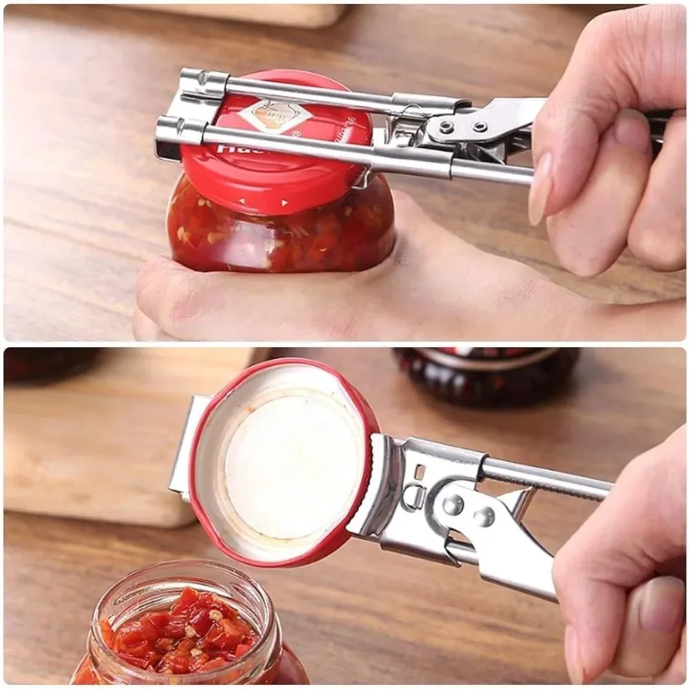 Best Stainless Steel Can Opener and Manual Bottle Opener Adjustable Multifunctional Jar Lid Clip Kitchen Accessories Gadgets